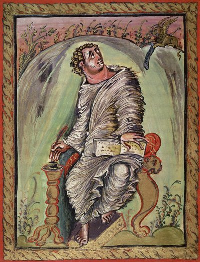 St. Mark at His Desk, from the Ebbo Gospels, c.816-835 by French School